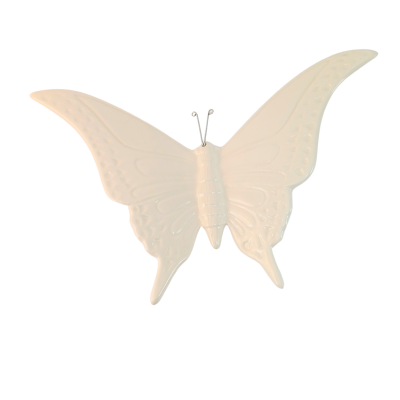 Borboleta decorativa de cerâmica branca