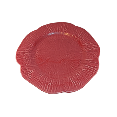 Prato decorativo vermelho em cerâmica com textura ondulada