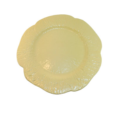 Prato decorativo amarelo com textura de folhas