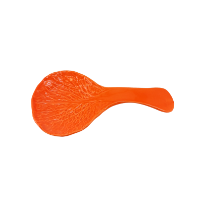Colher de apoio cerâmica laranja texturizada