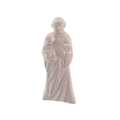 Estátua decorativa de cerâmica rosa claro com figura religiosa