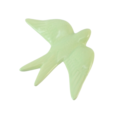 Figura decorativa em forma de andorinha de cerâmica verde clara
