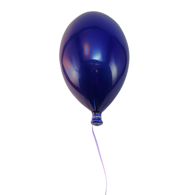 Balão azul metálico de látex com cordão