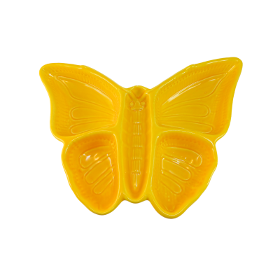 Prato amarelo em forma de borboleta