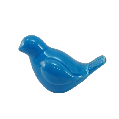 Figura decorativa de pássaro azul sobre fundo branco