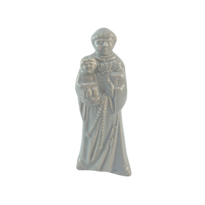 Estatueta de cerâmica cinzenta de São António com Menino Jesus