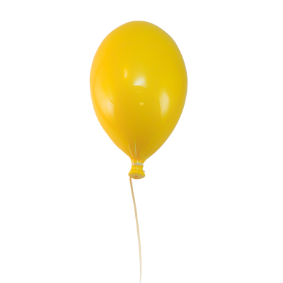 Balão amarelo com cordão em fundo branco