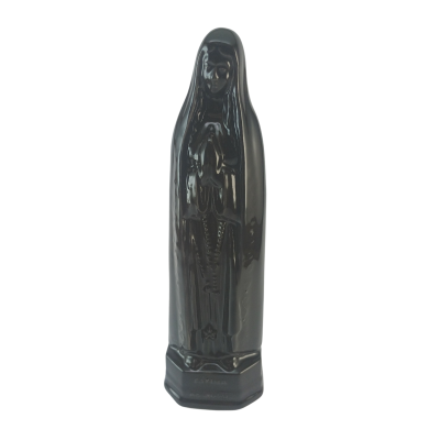 Estátua religiosa preta brilhante de Nossa Senhora com terço
