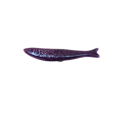Forma de peixe decorativa em cerâmica roxa