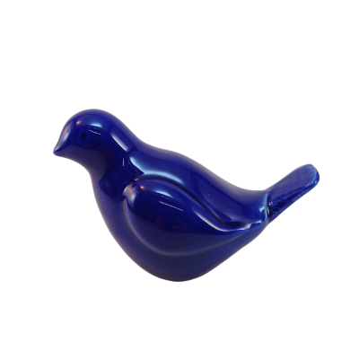 Estatueta cerâmica de pássaro azul brilhante
