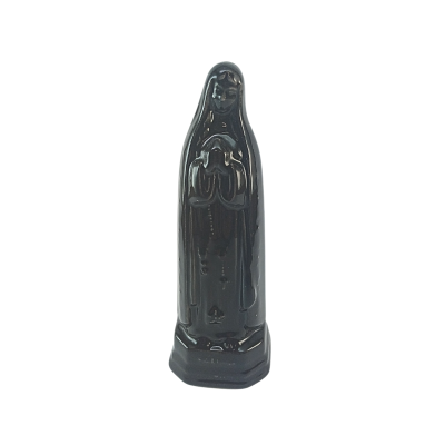 Figura decorativa em cerâmica preta de Nossa Senhora com acabamento brilhante