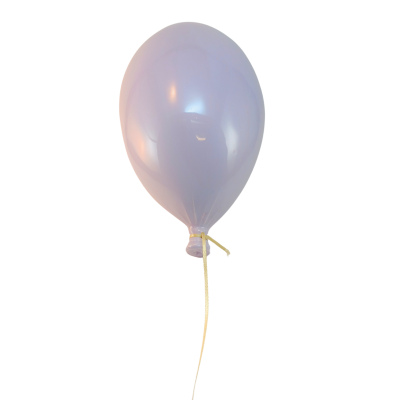 Balão lilás parcialmente inflado com cordão amarelo
