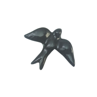 Escultura de pássaro preta brilhante