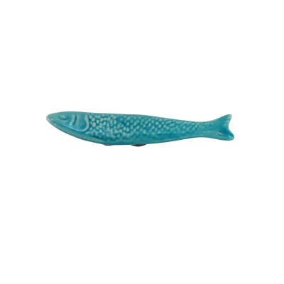 Peixe decorativo em cerâmica azul turquesa