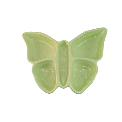 Prato cerâmico verde em forma de borboleta
