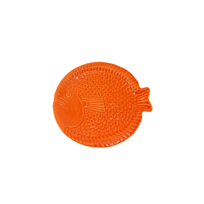 Prato decorativo de cerâmica em forma de peixe laranja