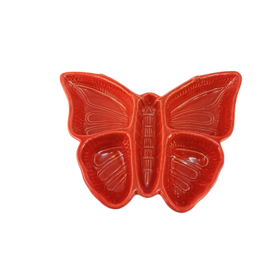 Prato decorativo em forma de borboleta vermelho
