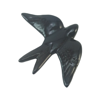Figura decorativa de andorinha preta brilhante