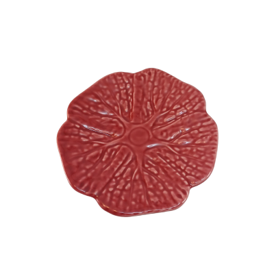 Prato decorativo vermelho em cerâmica com textura de pétalas de flor