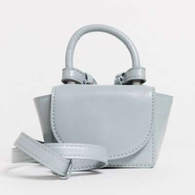 Mala pequena cinzento claro com alça e alça comprida