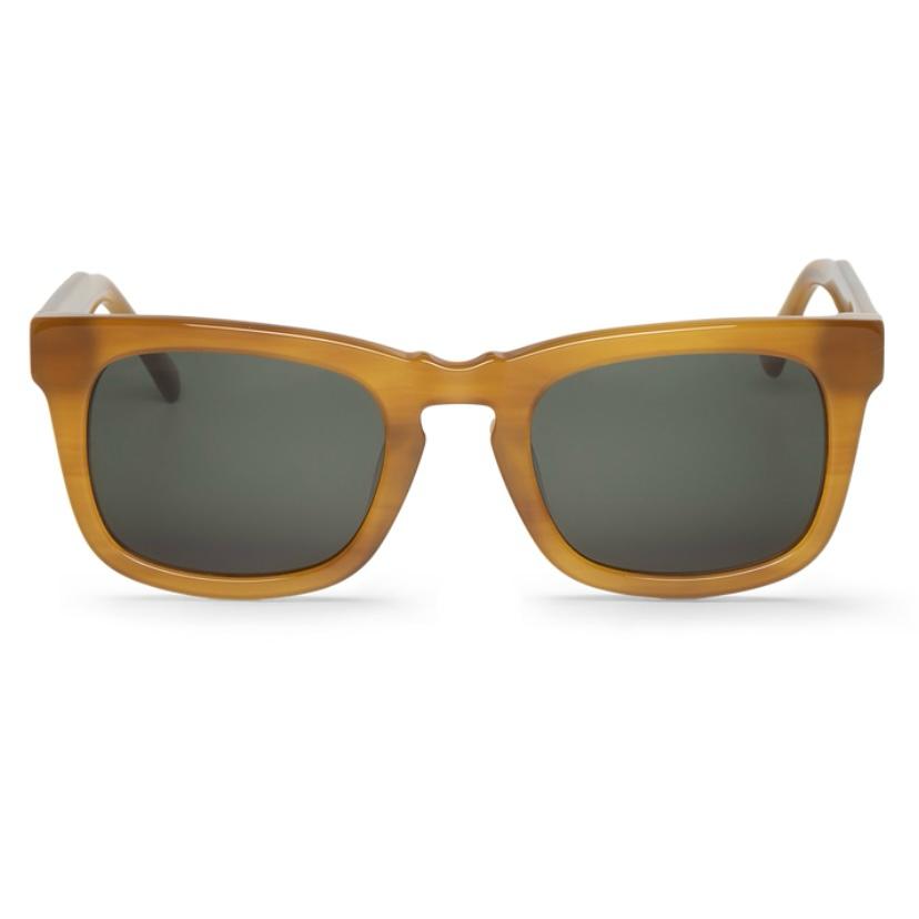 Óculos de sol com armação amarelo castanho e lentes escuras