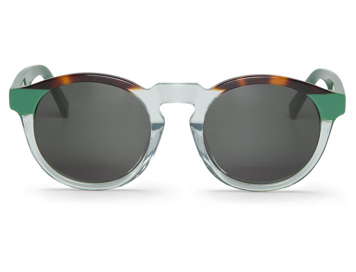 Óculos de sol com armação redonda translúcida e ponte verde