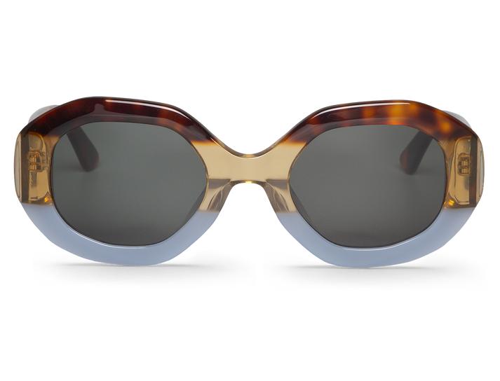 Óculos de sol ovais com armação multicolorida em acetato