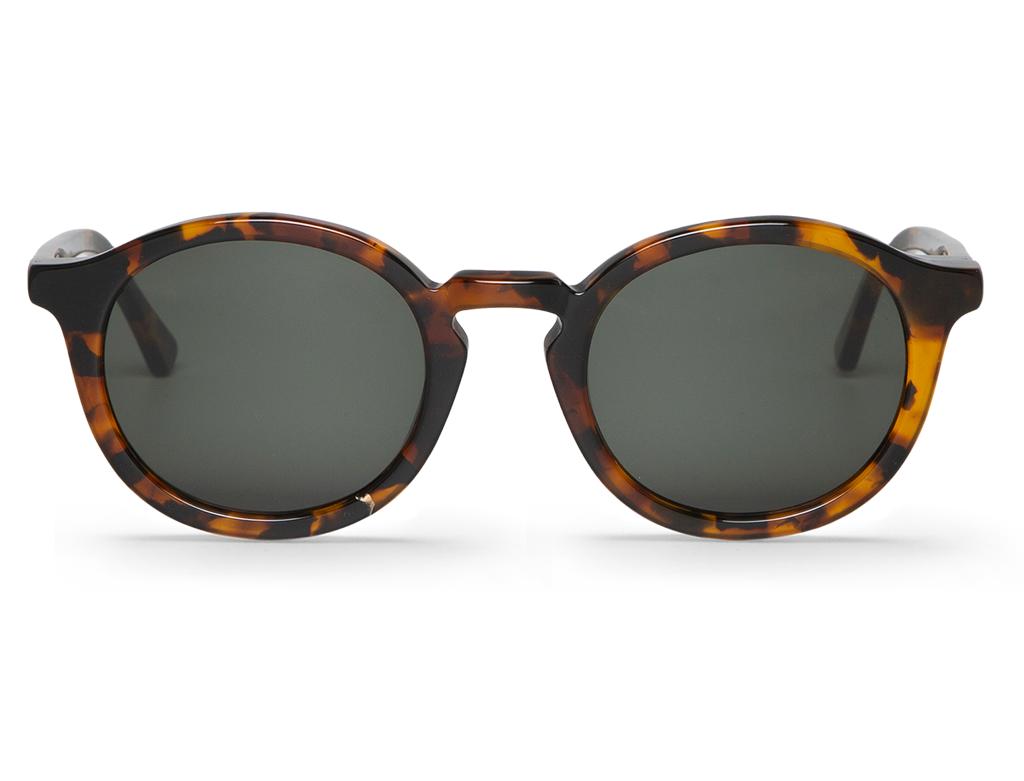 Óculos de sol com armação redonda padrão tartaruga