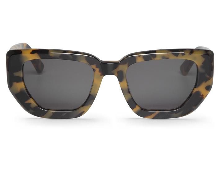 Óculos de sol com armação padrão tartaruga castanho e preto e lentes cinza escuro