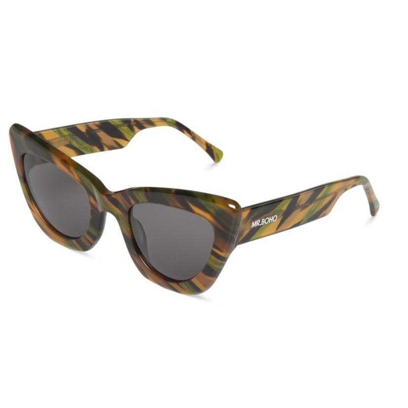 Óculos de sol com armação padrão animal print e lentes escuras