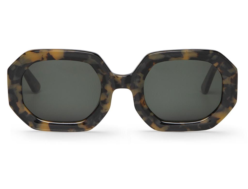 Óculos de sol com armação octogonal em padrão tartaruga e lentes escuras