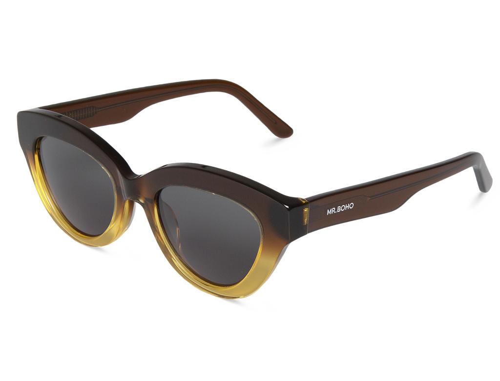 Óculos de sol vintage castanhos e amarelos com lentes escuras