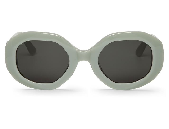 Óculos de sol com armação cinza claro e lentes escuras