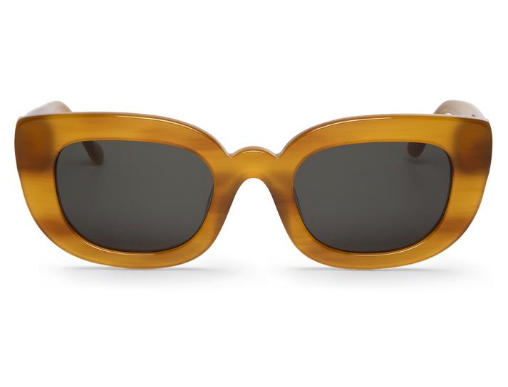 Óculos de sol com armação castanho âmbar e lentes escuras