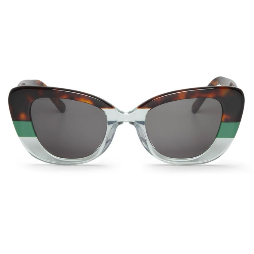 Óculos de sol estilo gatinho com armação transparente e padrão tartaruga