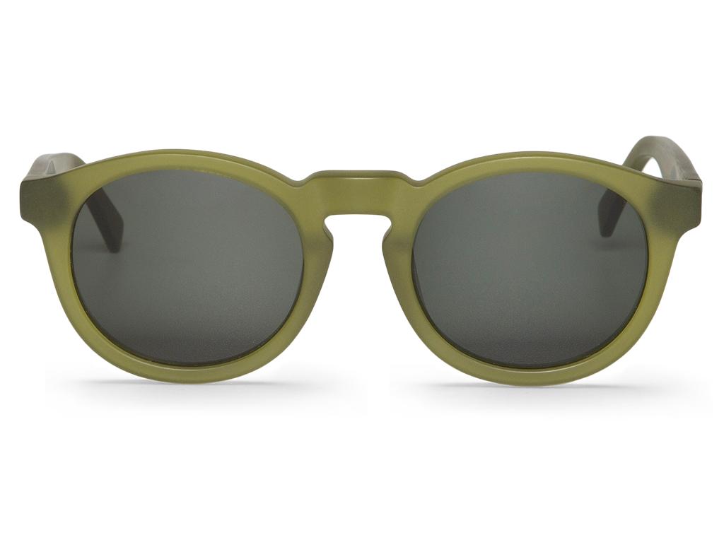 Óculos de sol com armação verde oliva e lentes escuras