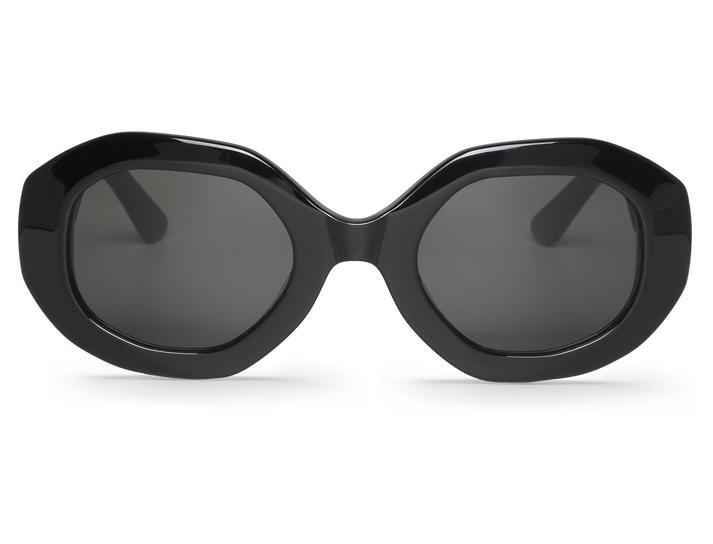 Óculos de sol pretos com armação oval grossa