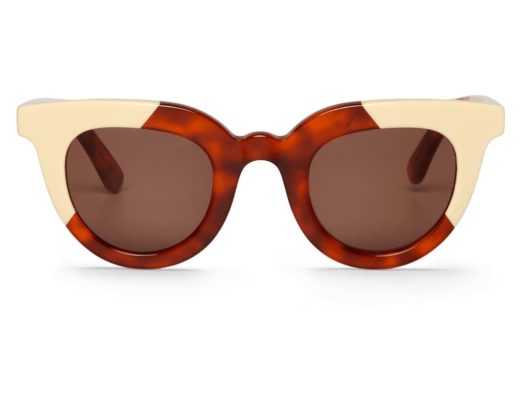 Óculos de sol castanho e bege com lentes escuras