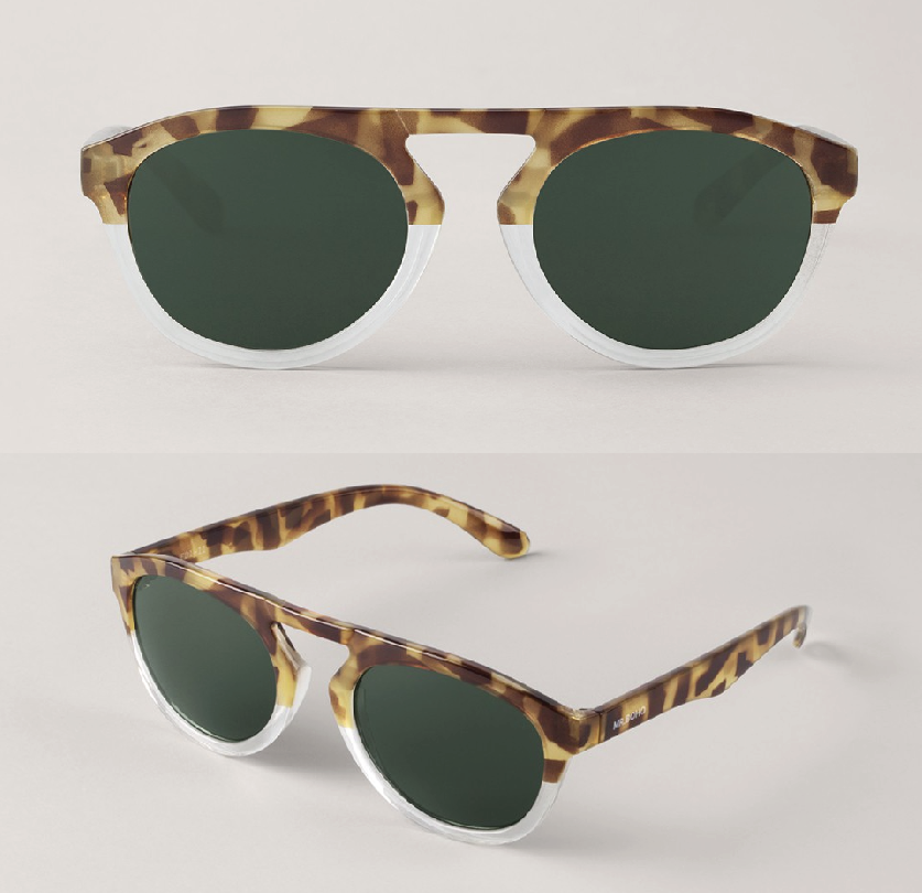 Óculos de sol com armação padrão tartaruga e acabamento branco