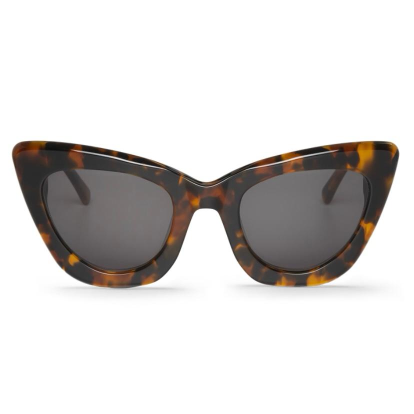 Óculos de sol com armação tartaruga castanha em formato gatinho