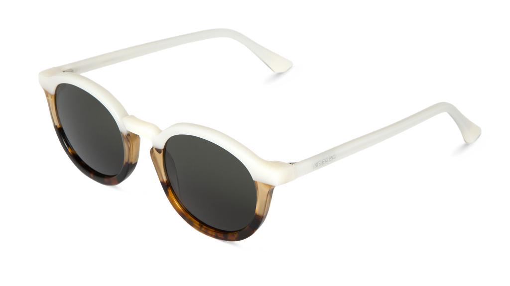 Óculos de sol com armação bege esbatida e padrão tartaruga