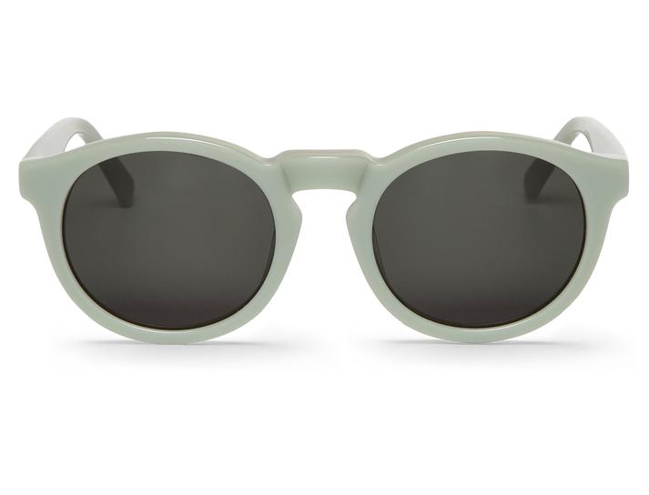 Óculos de sol com armação redonda cinza claro e lentes escuras