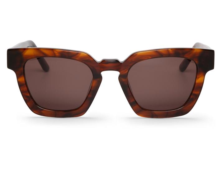 Óculos de sol com armação padrão tartaruga castanha e lentes escuras