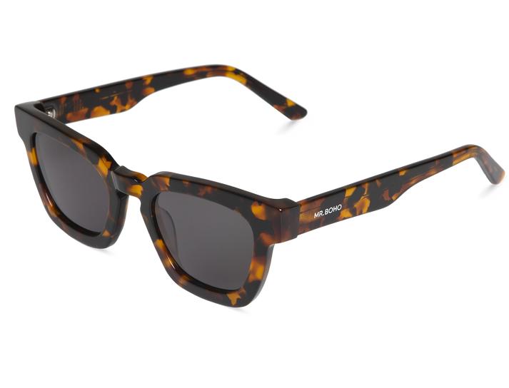 Óculos de sol quadrados com armação padrão tartaruga e lentes escuras com marca MR.BONO