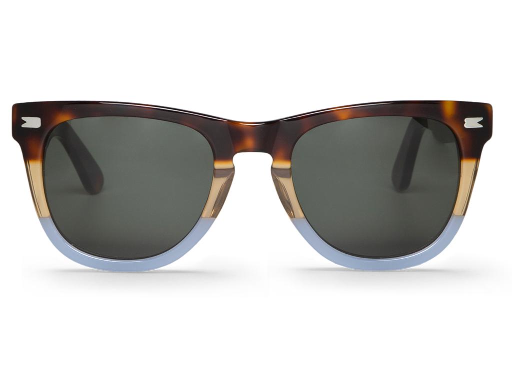 Óculos de sol com armação tartaruga castanho, bege e azul claro