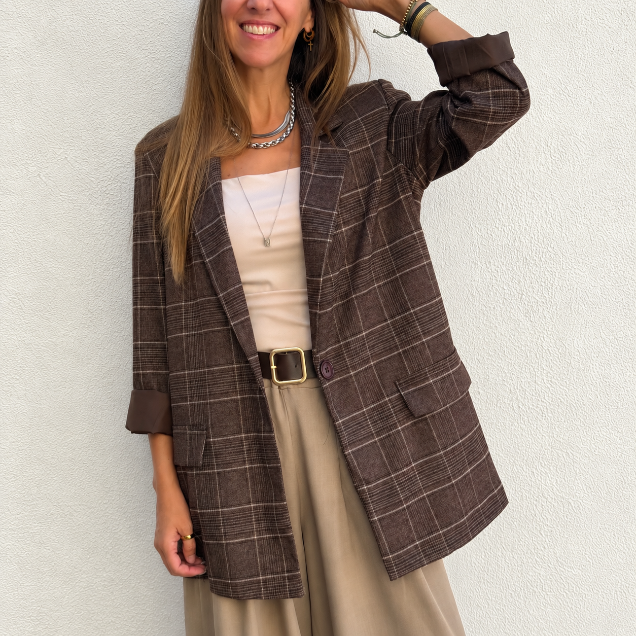 Blazer London Xadrez Castanho