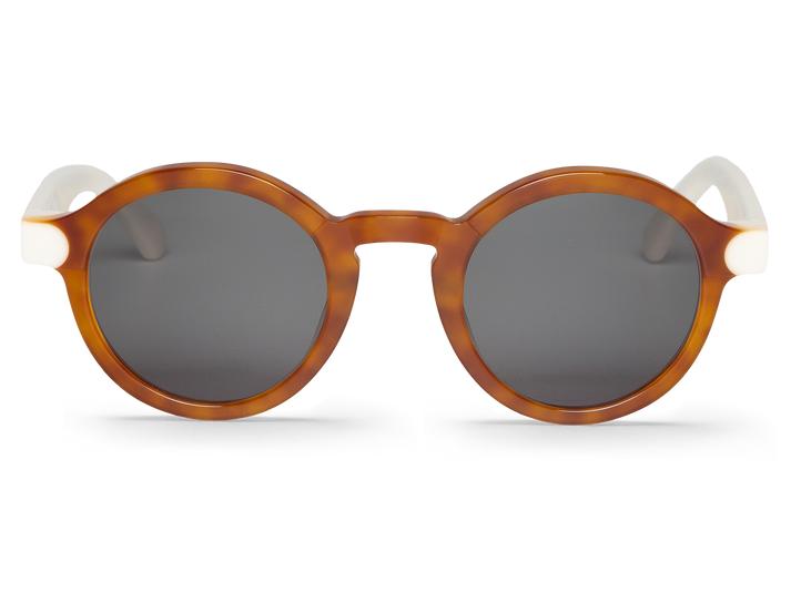 Óculos de sol redondos com armação padrão tartaruga castanha e branca