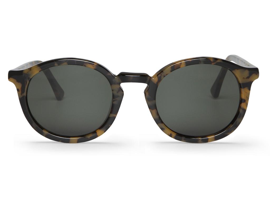 Óculos de sol redondos padrão tartaruga com lentes escuras