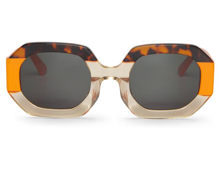 Óculos de sol com armação translúcida e padrão tartaruga.