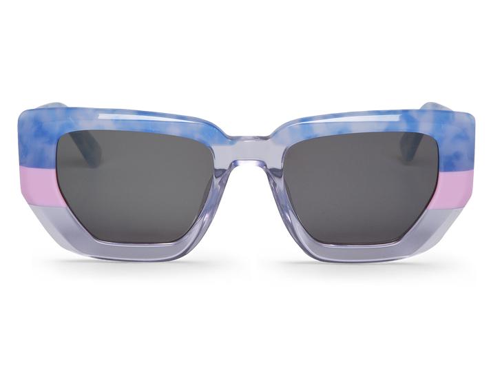 Óculos de sol com armação quadrada colorida e lentes escuras